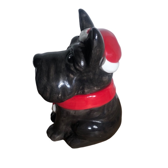 Holiday Time black Scottish Terrier 12 inch ceramic cookie jar - Picture 2 of 6